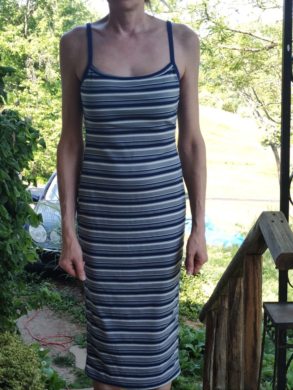 Blue & White Striped Tank Dress
